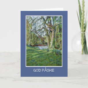 Tarjeta de Pascua, saludo danés, Riverbank en prim