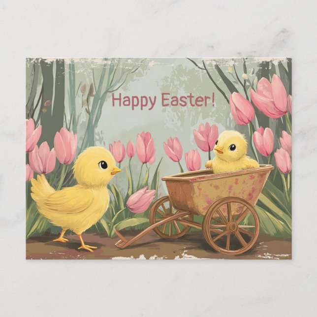 Tarjeta de Pascua Vintage Adorable (Anverso)