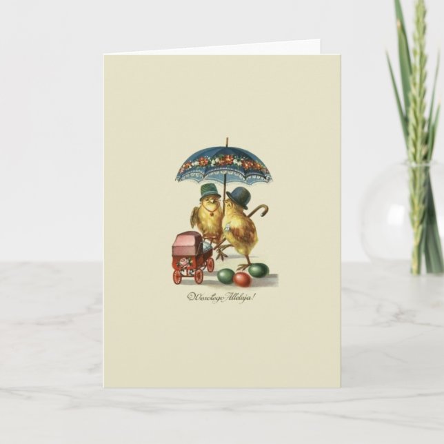 Tarjeta de Pascua Vintage de Polonia Wesołego Alle (Anverso)