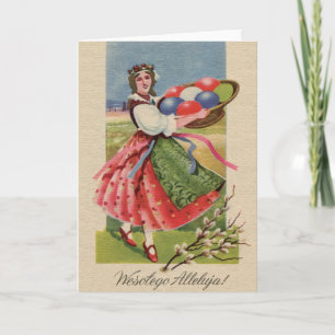 Tarjeta de Pascua Vintage de Polonia Wesołego Alle