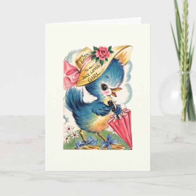 Tarjeta de Pascua Vintage para Niña Niza (Anverso)