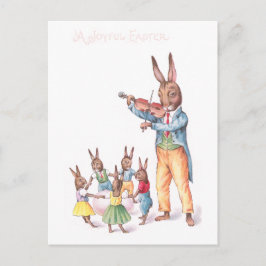 Tarjeta de Pascua Violin Vintage de Conejo