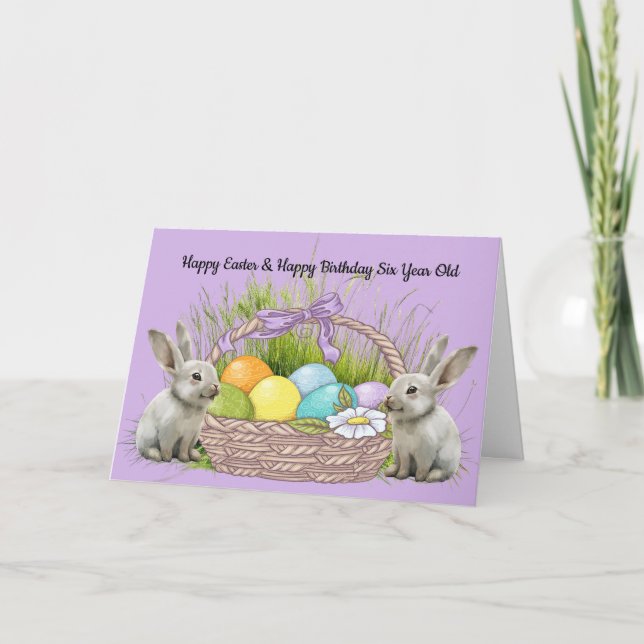 Tarjeta de Pascua y Cumpleaños para los 6 años (Anverso)