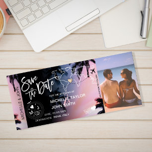 Tarjeta de Pase de Abordar Save the Date Palm Beac