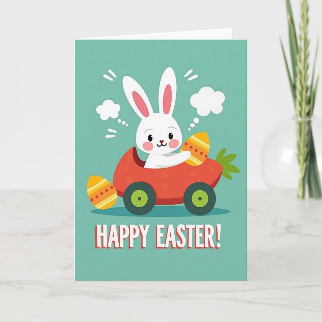 Tarjeta de paseo de animal feliz de primavera (Anverso)