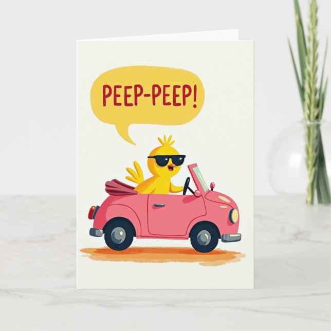 Tarjeta de paseo de ave divertida Peep Peep (Anverso)