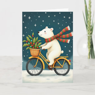 Tarjeta de paseo en bicicleta del oso alegre