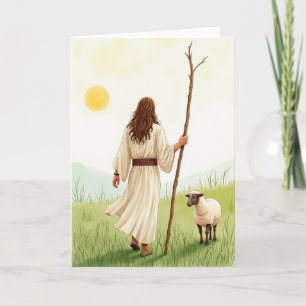 Tarjeta de paseo pastoral de cabello auburn