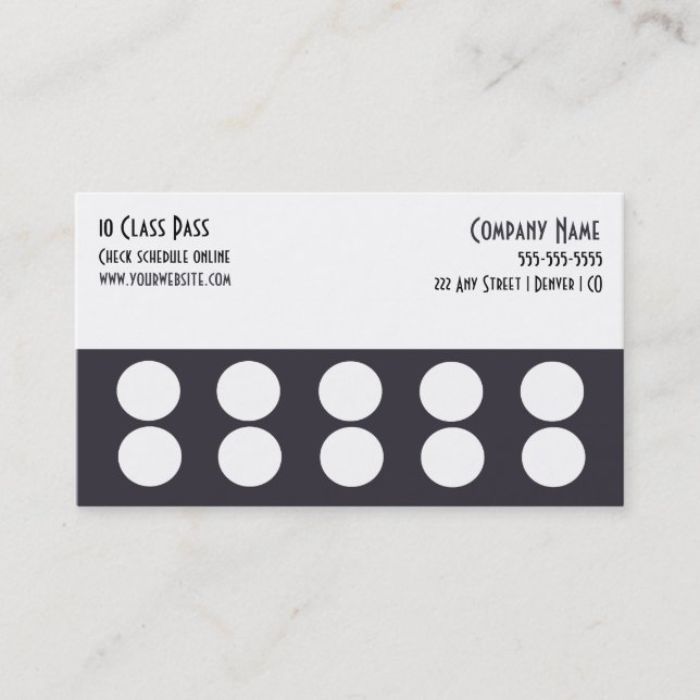 Tarjeta de pases de clase 10 Gym Business Card (Anverso)