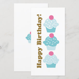 Tarjeta de pastel azul feliz cumpleaños