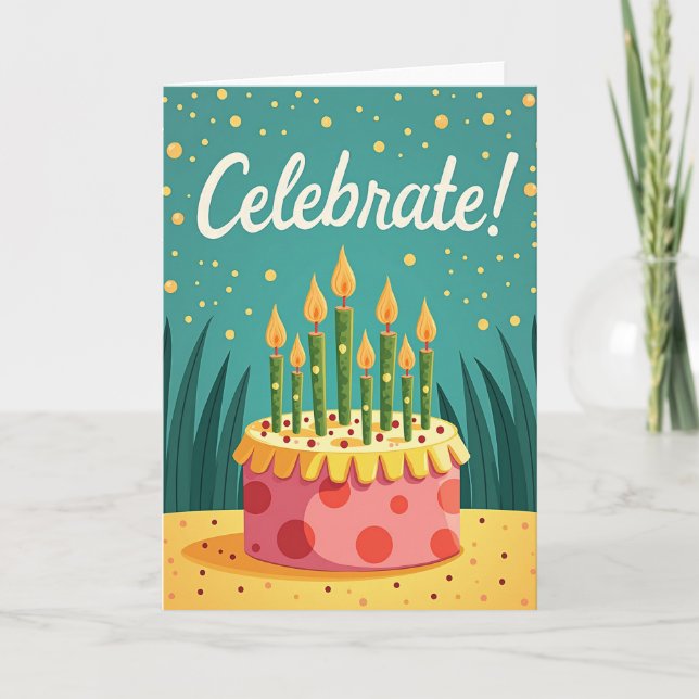 Tarjeta de pastel con lunares alegres (Anverso)