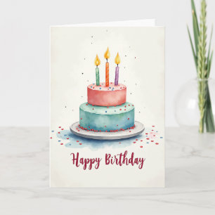 Tarjeta de pastel de acuarela alegre
