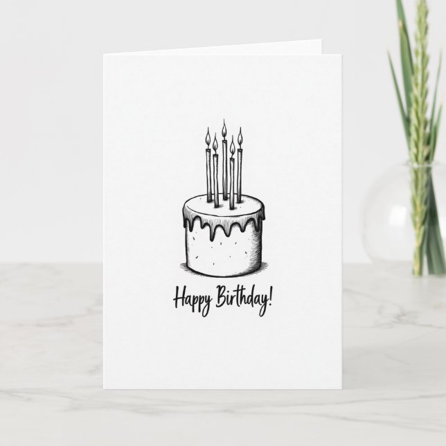 Tarjeta de pastel de boceto alegre (Anverso)