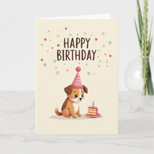 Tarjeta de pastel de cachorro caprichosa