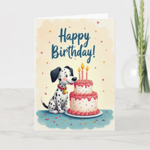 Tarjeta de pastel de cachorro de lunares