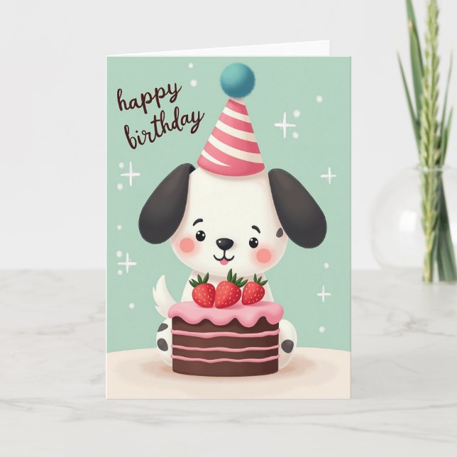 Tarjeta de pastel de cachorro dulce (Anverso)