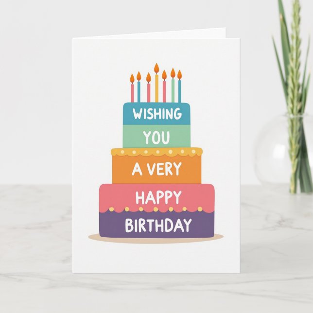 Tarjeta de pastel de capas alegres (Anverso)