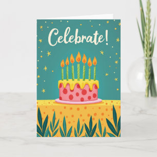 Tarjeta de pastel de celebración de lunares