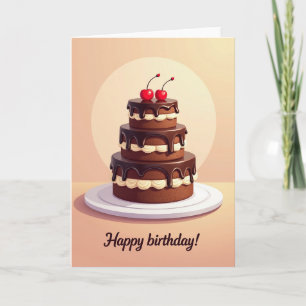 Tarjeta de pastel de chocolate de cumpleaños dulce