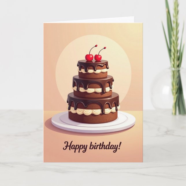 Tarjeta de pastel de chocolate de cumpleaños dulce (Anverso)