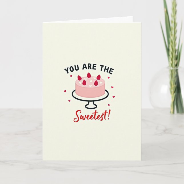 Tarjeta de Pastel de Corazones Más Dulces (Anverso)