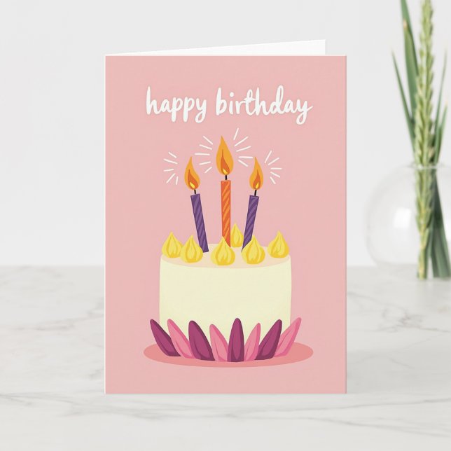 Tarjeta de pastel de cumpleaños a rayas (Anverso)
