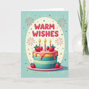 Tarjeta de pastel de cumpleaños con deseos cálidos