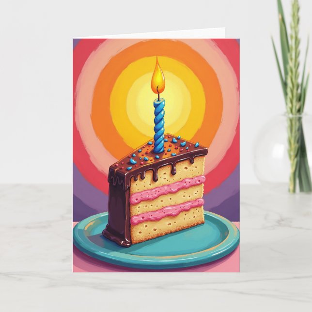 Tarjeta de pastel de cumpleaños con sprinkles (Anverso)