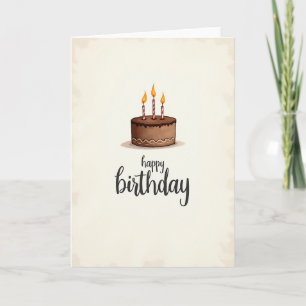 Tarjeta de pastel de cumpleaños con vela festiva