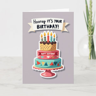 Tarjeta de pastel de cumpleaños de rayas