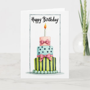 Tarjeta de pastel de cumpleaños de varias capas