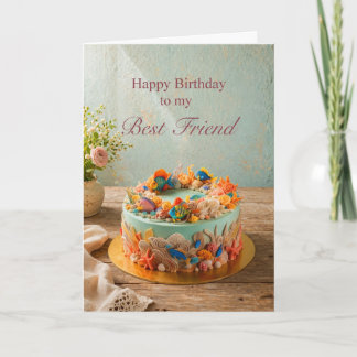 Tarjeta de pastel de cumpleaños del mejor amigo en