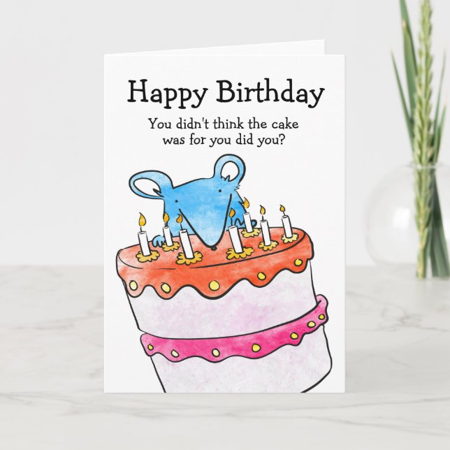Tarjeta de pastel de cumpleaños del ratón (Anverso)