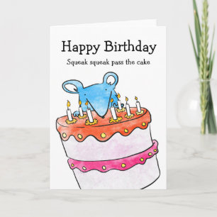 Tarjeta de pastel de cumpleaños del ratón