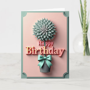Tarjeta de Pastel de Cumpleaños en forma de Topiar