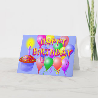 Tarjeta de pastel de cumpleaños feliz