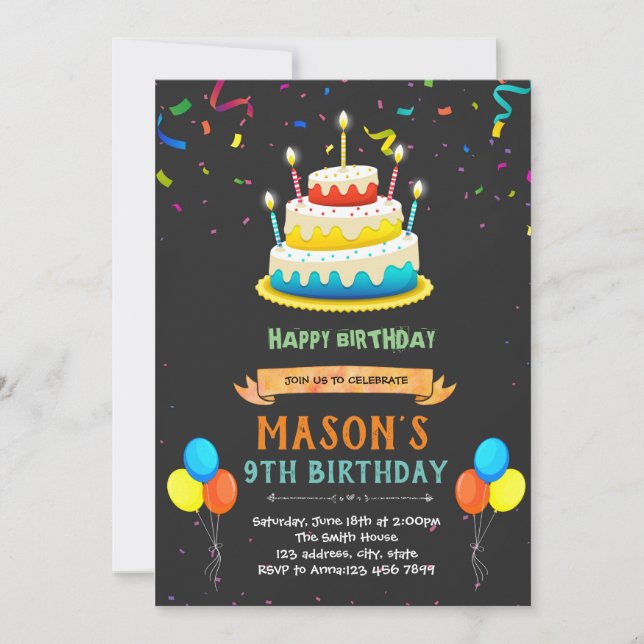 tarjeta de pastel de cumpleaños feliz (Anverso)