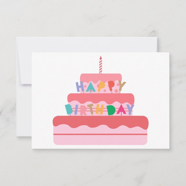 Tarjeta de pastel de cumpleaños feliz (Anverso)