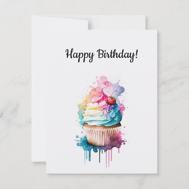 Tarjeta de pastel de cumpleaños feliz (Anverso)