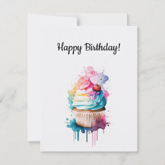 Tarjeta de pastel de cumpleaños feliz