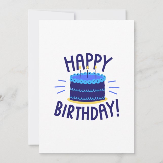 Tarjeta de pastel de cumpleaños feliz capas azules (Anverso)