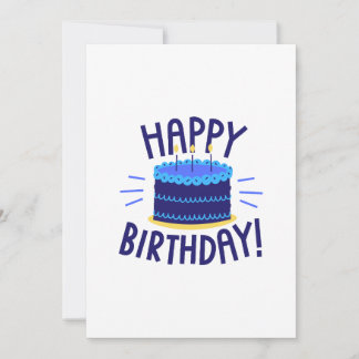 Tarjeta de pastel de cumpleaños feliz capas azules