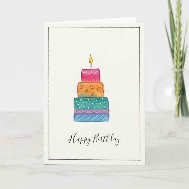 Tarjeta de pastel de cumpleaños feliz - ideal para (Anverso)