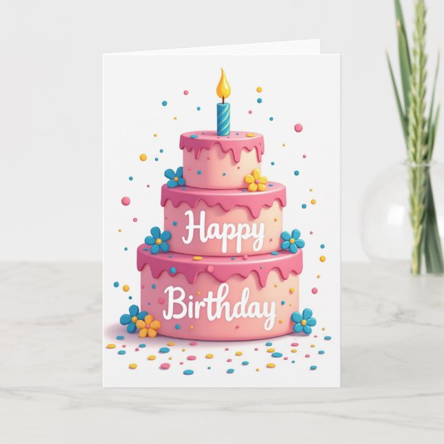 Tarjeta de pastel de cumpleaños glaseado (Anverso)