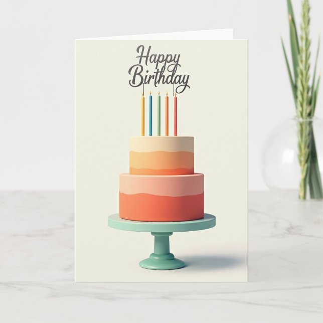 Tarjeta de pastel de cumpleaños Ombre (Anverso)