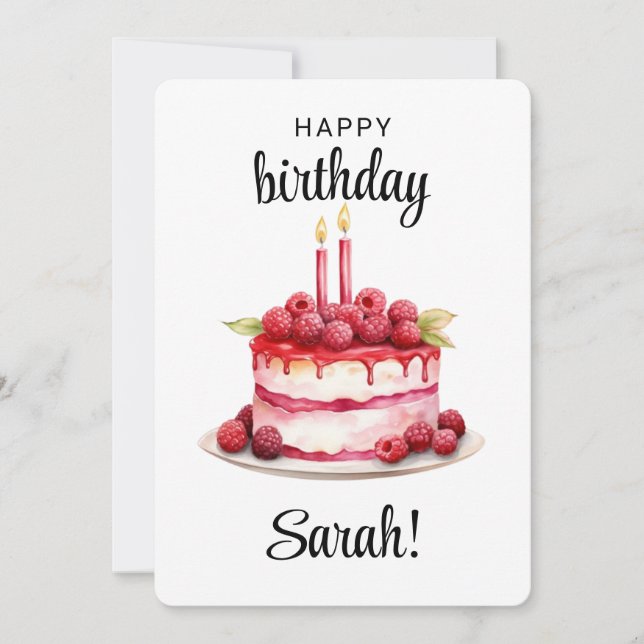 Tarjeta de pastel de cumpleaños personalizada para (Anverso)