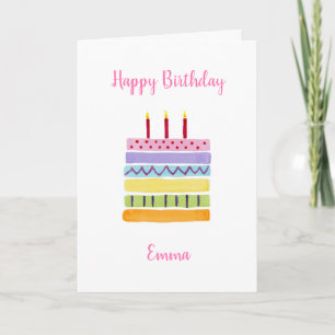 Tarjeta de pastel de cumpleaños personalizada para