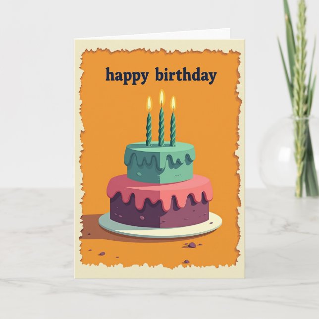 Tarjeta de pastel de cumpleaños Sweet Teal (Anverso)