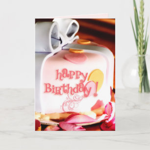 Tarjeta de pastel de cumpleaños y de Rosa