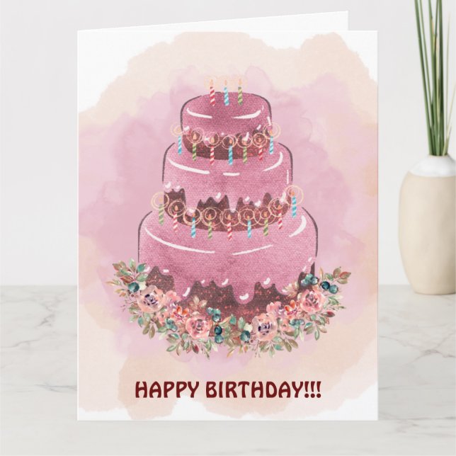 TARJETA DE PASTEL DE CUMPLEAÑOS Y VELAS (Anverso)